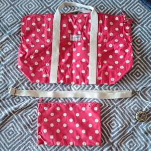 Cath Kidston Pink Polka Dot Tote Bag with Removable Zip Pocket | 3-Piece Set